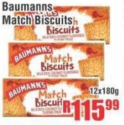 Baumanns Match Biscuits 12x180g