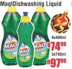 Devland Cash And Carry Maq Dishwashing Liquid 6x400ml offer