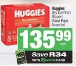 SuperSpar Huggies dry comfort diapers offer