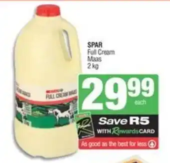 SuperSpar Spar full cream maas offer