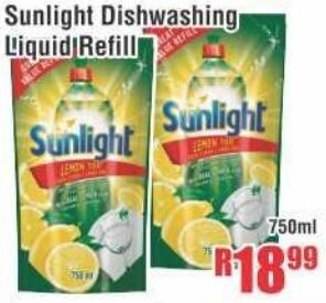 Devland Cash And Carry Sunlight Dishwashing Liquid Refill 750ml offer