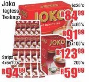 Devland Cash And Carry Joko Tagless Teabags 6x26's offer