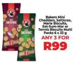 Food Lover's Market Bakers Mini Cheddars, Salticrax, Marie Biscuits, Eet-Sum-Mor or Tennis Biscuits Multi Packs offer