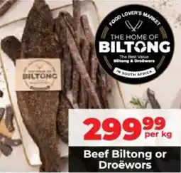 Food Lover's Market Beef Biltong or Droëwors offer