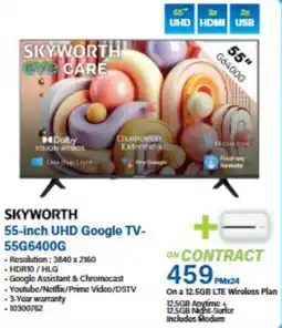 Incredible Connection SKYWORTH 55-inch UHD Google TV-55G6400G offer