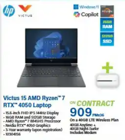 Incredible Connection HP Victus 15 AMD Ryzen 7 RTX 4050 Laptop offer