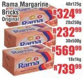Devland Cash And Carry Rama Margarine Bricks Original 48x125g offer