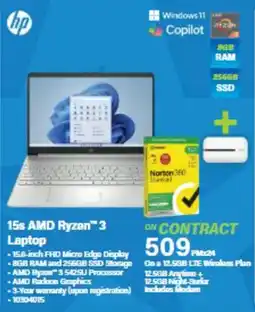 Incredible Connection HP 15s AMD Ryzen 3 Laptop offer