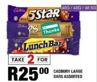 Take 'n Pay Cadbury large bars assorted offer