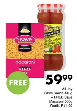 Save All Joy Pasta Sauce + FREE Save Macaroni offer