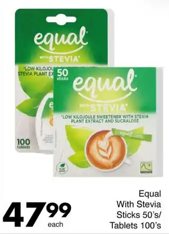 Save Equal With Stevia Sticks/ Tablets offer
