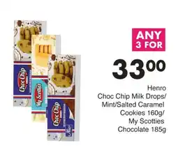 Save Henro Choc Chip Milk Drops/ Mint/Salted Caramel Cookies/ My Scotties Chocolate offer