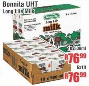 Devland Cash And Carry Bonnita UHT Long Life Milk 10x500ml offer