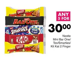 Save Nestle Mini Bar One/ Tex/ Smarties/ Kit Kat 2 Finger offer