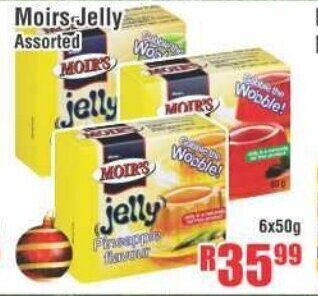 Devland Cash And Carry Moirs Jelly Assorted 6x50g offer