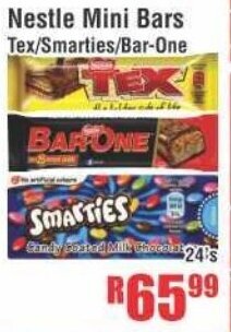Devland Cash And Carry Nestle Mini Bars Tex/Smarties/Bar-One 24's offer