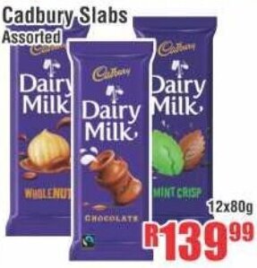 Devland Cash And Carry Cadbury Slabs Assorted 12x80g offer