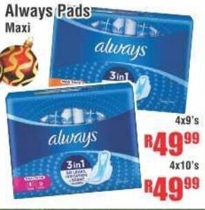 Devland Cash And Carry Always Pads Maxi 4x9's offer