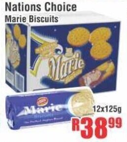 Nations Choice Marie Biscuits 12x125g