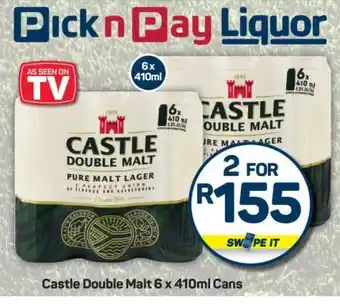 Pick n Pay Castle Double Malt 6 x 410ml Cans offer