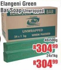 Devland Cash And Carry Elangeni Green Bar Soap Unwrapped 48x500g offer