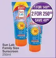 Dis-Chem Sun Lab Family Size Sunscreen-For 1 x 250ml offer