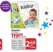 Dis-Chem Baby Things Nappies 50 Pack-Per Pack offer