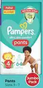 Dis-Chem Pampers Ultra Skin Comfort Pants Jumbo Pack Sizes 3-7-For 1 Per Pack offer