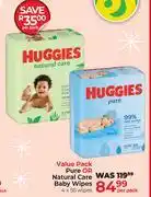 Dis-Chem Huggies Value Pack Pure Or Natural Care Baby Wipes 4 x 56 Wipes-Per Pack offer