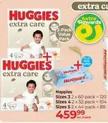 Dis-Chem Huggies Extra Care Nappies 2 Pack Value Pack-Per 2 Pack offer