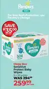Dis-Chem Pampers Mega Box Sensitive Protect Baby Wipes 9 x 56 Wipes-Per Box offer