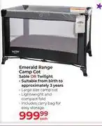 Dis-Chem Baby Things Emerald Range Camp Cot Sable Or Twilight offer