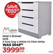 Dis-Chem Maluti Mod 4 Drawer Unit(2 Tone Grey & White Or Plain White)-Each offer