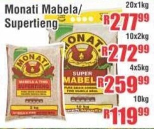 Devland Cash And Carry Monati Mabela/Supertieng 20x1kg offer