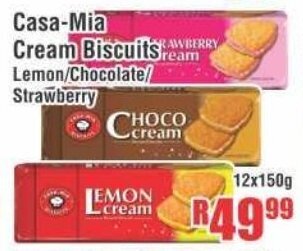 Devland Cash And Carry Casa-Mia Cream Biscuits 12x150g offer