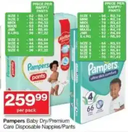 Checkers Pampers Baby Dry/ Premium Care Disposable Nappies/ Pants offer