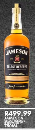 Prestons Jameson select reserve irish whiskey offer