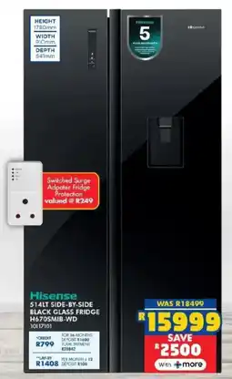 Russells Hisense side-by-side black glass fridge offer
