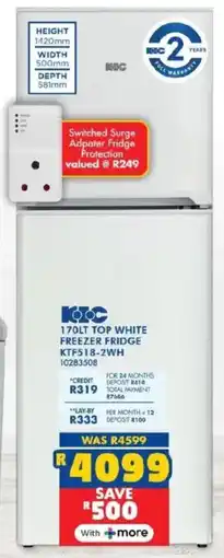 Russells KIC top white freezer fridge offer