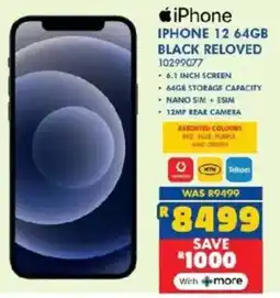 Russells iPhone 12 64GB Black Reloved offer
