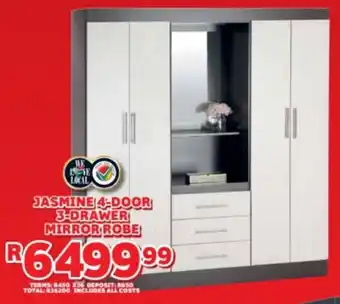 Lewis Jasmine 4-door 3-drawer mirror robe offer
