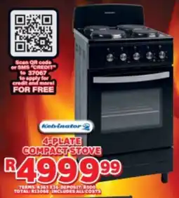 Lewis Kelvinator 4-plate compact stove offer