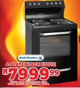 Lewis Kelvinator 4-plate black stove offer