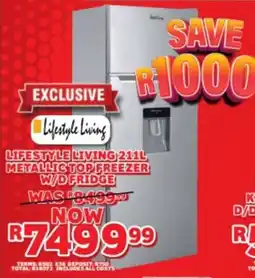Lewis Lifestyle living metallic top freezer w/d fridge offer