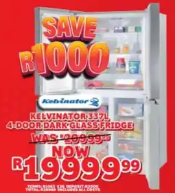 Lewis Kelvinator 4-door dark glass fridge offer