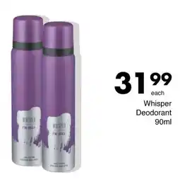 Save Whisper Deodorant offer