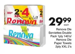 Save Renova Ole Serviettes Double Pack 1ply/ Renova Ole Paper Towels 2ply XXL offer