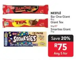 Makro NESTLÉ Bar One Giant Giant Tex Or Smarties Giant offer