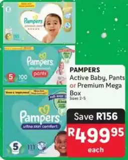 Makro PAMPERS Active Baby, Pants or Premium Mega Box offer