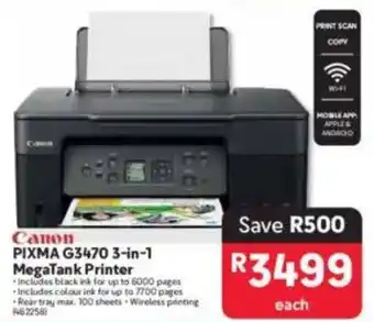 Makro Canon PIXMA G3470 3-in-1 MegaTank Printer offer